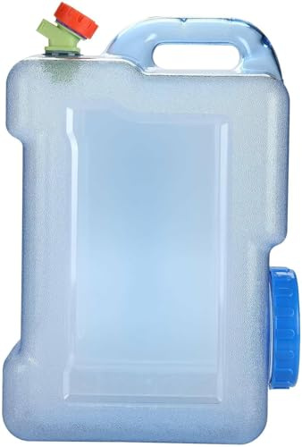 Camping Wasserkanister 12L/18L Wasserkanister mit Hahn Schraubdeckel Tragbarer Trinkwasserkanister Wassertank Camping mit Griffen für Outdoor Reise Hause Trinkder Speicher-Eimer Transparent Blau (12L)