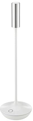 SIGOR Nucandle - Dimmbare LED Akku-Tischleuchte Indoor & Outdoor, Höhe 31 cm, aufladbar mit easy-connect puk, 6 h Leuchtdauer, keramikweiß/chrom