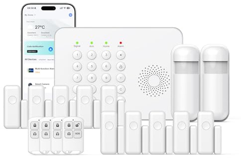 Hapippofa Allarme Casa senza Fili WiFi 4G Kit 17 pz - Sistema di sicurezza wireless Smart estensibile Facile da configurare Monitoraggio allarme Compatibile Alexa per Casa Negozio Appartamento