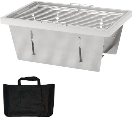 Hpecen Camping Holzkohlegrill für IGT Tisch, Faltbare Campinggrill Tragbarer Edelstahl Klein Klappgril mit Tasche, Tragbar Picknickgrill für Outdoor Garten Party