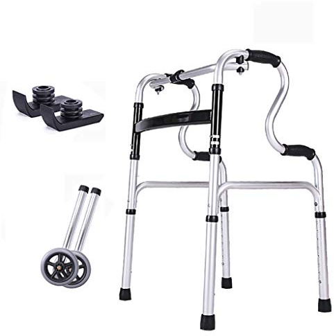 Gehhilfe, Gehgestell aus Aluminium, faltbare Gehhilfe, 2-in-1-Stabiler Rollator for ältere Menschen