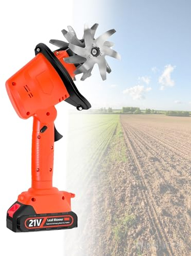 Electric Garden Tiller Cultivator - Cordless Hand-held Soil Tiller with Batteries and Telescopic Pole for Easy Soil Cultivation