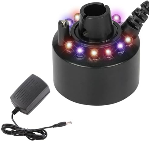 Piashow Ultraschall Vernebler, Nebelmaschine mit 12 LED-Licht, Mini 24V Nebler Fogger für Halloween Springbrunnen Halloween Pumpkin Teich, Aquarium