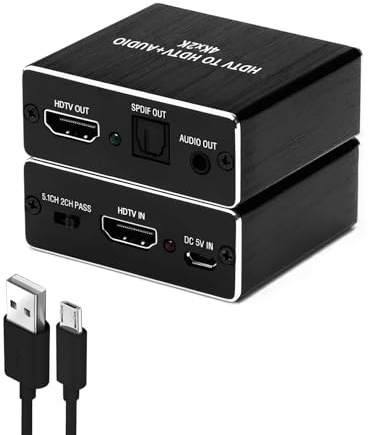 HDM Audio Extractor 4K x 2K@30Hz Audio Splitter HDM Input Optical Digital Audios Converter Extractor with 3.5mm Stereo Audio Jack Converter Support for PS3 PS5 PS4 Blue-Ray HDTV 3D