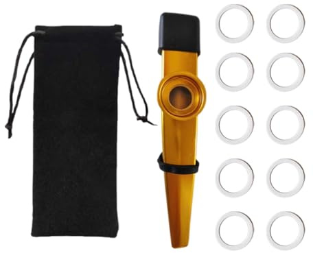 F Fityle Aluminium Kazoo Flöte Musikspielzeug mit Aufbewahrung Und Staubschutz für Kinder für Musikalische Früherziehung Gruppenaktivitäten, Gold