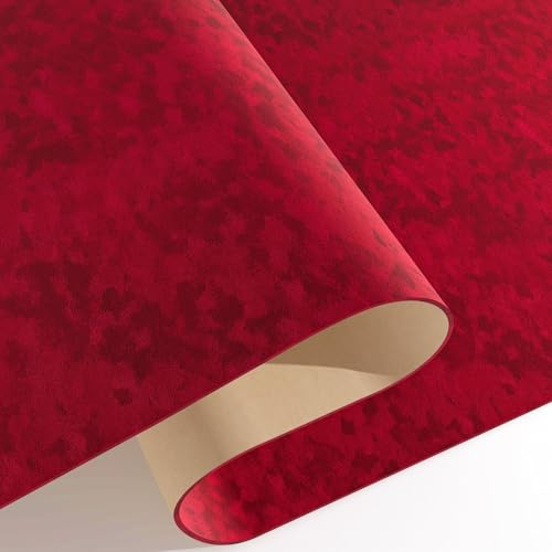 Decotalk Papier Peint Velours Baroque Luxe Rouge Foncé 40X500cm Papier Adhésif Pour Meuble Velours Vintage Rouleau Adhesif Decoratif Pour Bote À Bijoux Escalier Floqué Doublure Tiroir Amovible