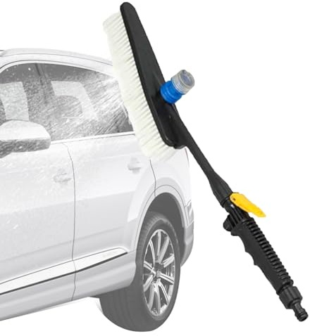Autowaschbürste – Ausziehbarer Griff, weiche Bürste mit Schaumbehälter | Wasserstrahl-Waschkopf, Autoreinigungszubehör mit Schlauchanschluss für die Reifenpflege