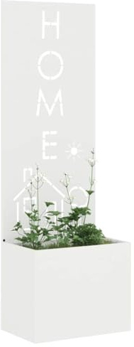 Tomostar Jardinière avec Brise Vue, Bac à Fleurs Lit de Jardin Surélevé Fretwork Blanc 50 x 140 cm