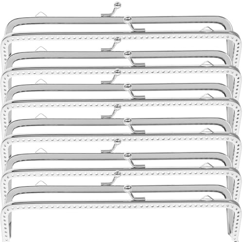 VILLFUL Set di 6 Pezzi Clic Clac per Borse Chiusura Vintage in Lega Argento, Cornice Metallica per Clutch Bag 18cm Design Quadrato e Funzionalità per Accessori da Borsa
