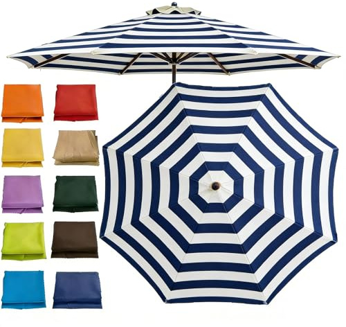 Telo Ricambio Ombrellone 2/2.3/2.5/2.7/3/3.5m 8 Stecche, Anti-UV Copertura Mercato Giardino Terrazzo Esterno(Multi-colored,2.5m/8.2ft)