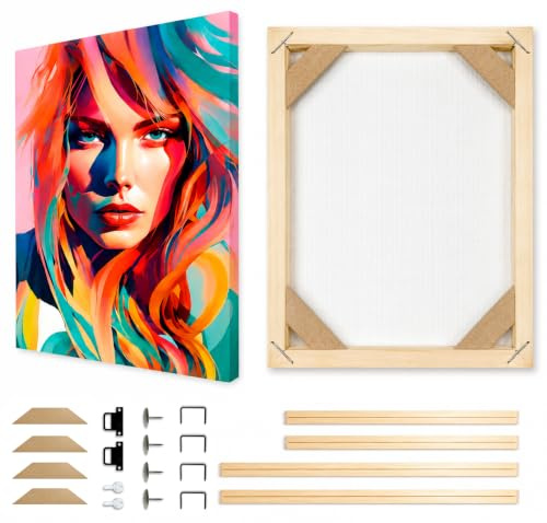Canvas DIY Frame 30 x 30 cm DIY Wooden Picture Frames, Oil Painting, Wall Art Paintings, Posters Prints, Home Gallery Multiple Sizes with Self Assembly Kit