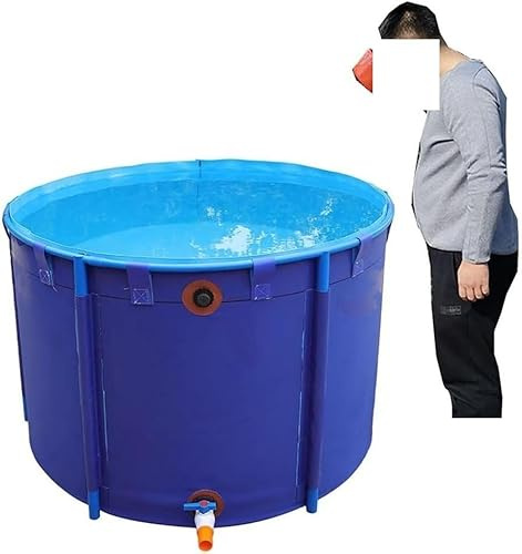 EBZFASO Piscina Fuori Terra, Telaio Rotondo Fuori Terra in Tela for laghetto con Rivestimento in PVC, Pesce Rosso Koi Nero(Blue,1.5x0.8m)