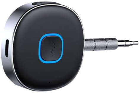 Mikikit Ricevitore Stereo e Adattatore Audio per Auto Connessione Doppia Dispositivi, Trasmettitore Audio 5.0, Design Compatto per Impianto Auto