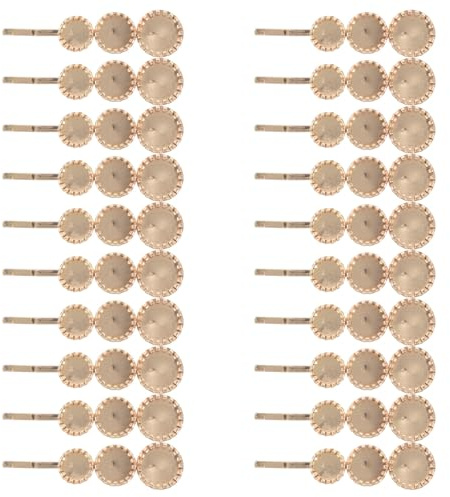 20 Horquillas Metálicas Redondas para Cabello, Base DIY Dorada