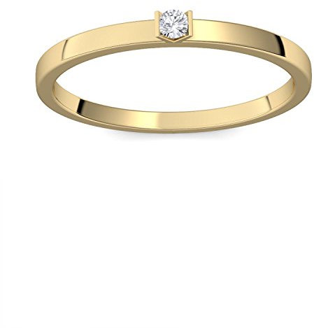 Förlovningsring guld 585 diamant 0,04 karat H/si **mycket god kvalitet** inkl. Lyxfodral diamantring solitär smal tunn guldring diamant 585 diamant ring guld diamantring gult guld FF51GG585BRFA, Guld,