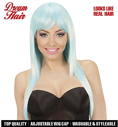 Widmann 04522 - Perücke Melange Fashion, Blau-Türkis, Disco, Karneval, Mottoparty