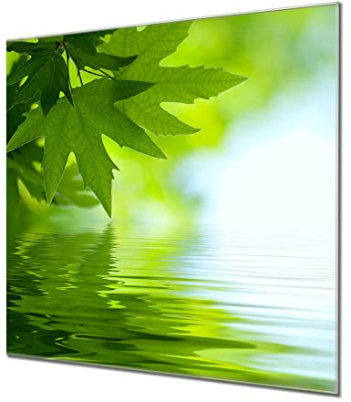 banjado® Glas Magnettafel mit 4 Magneten - Magnetwand 60x60cm mit Motiv Blättertraum - Memoboard/Pinnwand magnetisch, beschreibbar, perfekt für die Küche - Magnetboard auch als Wandbild/Wandtafel