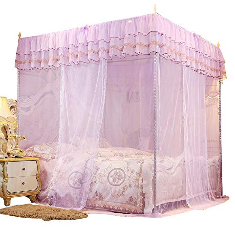 Wifehelper Moskitonetz Luxus Prinzessin Vier Eckpfosten Bett Vorhang Baldachin Netting Moskitonetz Bettw鋝che Dekoration (180 * 200 * 200 cm / 70,9 * 78,7 * 78,7 Zoll)
