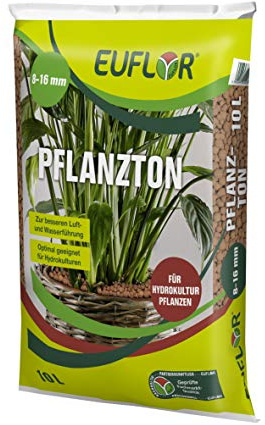 Euflor Pflanzton 8-16mm 10 Liter Sack, grobkörniges Pflanzgranulat aus natürlichem Ton, speichert Wasser und Nährstoffe