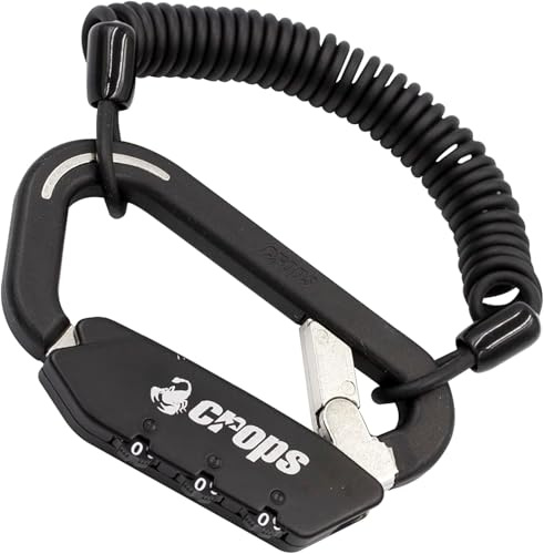 CROPS ELK Locking Carabiner Cable, 5 ft, Black – Resettable 3-Digit Combination, Key Holder for Bicycle/Motorcycle Helmets and More