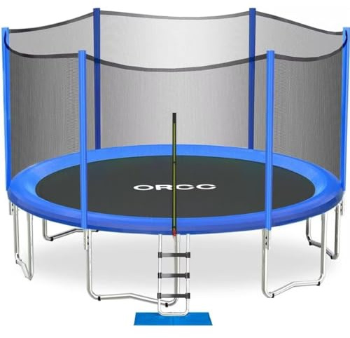 ORCC 1200LBS Weight Capacity Trampoline 16 15 14 12 10 8FT Without Basketball Hoop Water Sprinkler Spiral Ground Stakes Outdoor Yard Trampolines for Kids Adults
