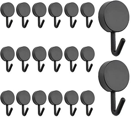 MOROBOR Ganchos autoadhesivos de plástico resistente, ganchos para llaves de pared, para el hogar, cocina, baño, oficina, puerta, color negro, 20 unidades