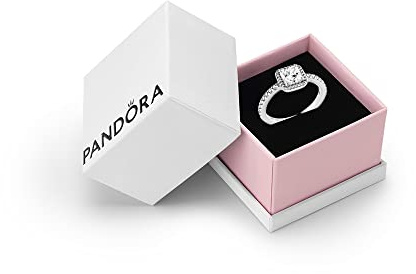 PANDORA Timeless Sterling Silver Square Ring, Size 52, Gift Box