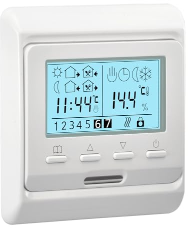 Heschen LCD Digital Wöchentliches Programmier Thermostat, HS-E806, 230VAC 16A, Thermostatregler für elektrische Fußbodenheizungen, geeignet für elektrische Heizung