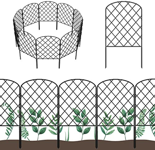 OUSHENG 10 Pack Decorative Garden Fence, Total 10ft(L) x 24in(H) Animal Barrier Border, Rustproof Metal Wire Section Edging Fencing Panel for Outdoor Patio Garden Yard, Arched