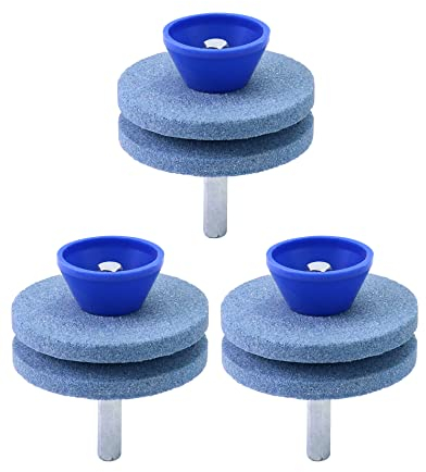 QWORK® 3 Piezas Afiladoras de Cortacésped, Afiladoras per Herramientas de Jardín, Compatible con Taladros Eléctricos o Manuales