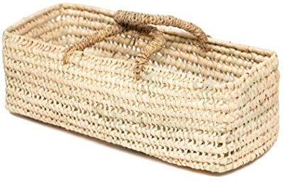 Bohome Living - Panier de Rangement Long en Osier avec Anses, Corbeille à Fruits, Pain, Cosmétiques, Fait Main (Taille M)