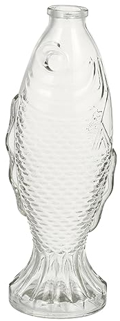 Garneck Bouteille en Verre Decorative de Poisson, Vase Transparent Bouchon en Liège, Ornement Délicat pour Salon et Maison