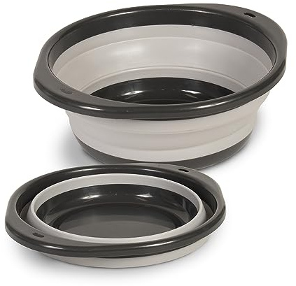 Glad Large Mixing Bowl Collapsible - 5.5L | Foldable Plastic & Rubber Container with Handles for Baking | Dishwasher Safe Kitchen Supplies and RV Essentials Gray