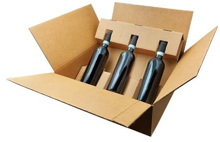 Blasetti Caja para Envío de Botellas - Bottle Case para 3 Botellas, embalaje para vinos espumosos y licores, paquete de 10 portabotellas. Formato en mm 428x386x159