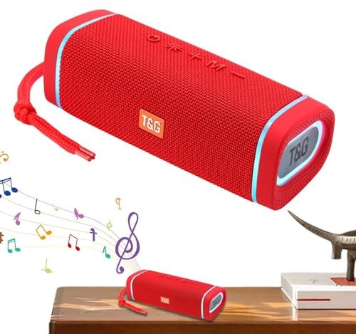 Teksome Kabellose Outdoor-Lautsprecher,Kleine kabellose Lautsprecher, Wiederaufladbarer staubdichter Außenlautsprecher, Kleine Kratzfeste Lautsprecher, Tiefe Basslautsprecher mit 1200-mAh-Akku für