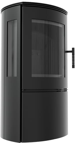 KRATKI Kaminofen aus Stahl Holzofen FALCON 10kW Seitenglas Ø150 BImSchV 2 | Freistehend aus Stahl, schwarz, 82% Wirkungsgrad, raumluftunabhängig, Ecodesign, EEK A+, Aschekasten
