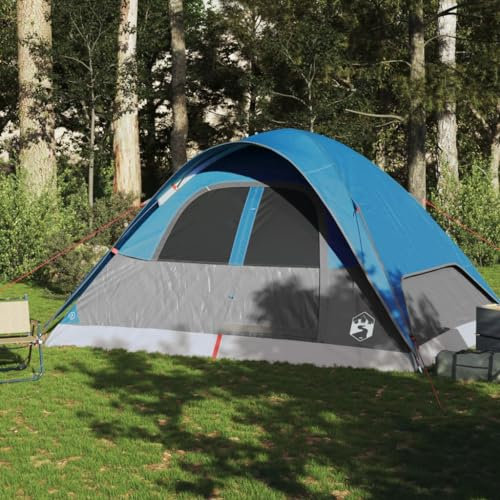 Homgoday Kuppel-Familienzelt 6 Personen Campingzelt Kuppelzelt mit Vorzelt Familienzelt Festivalzelt Zelt für Camping Reise Trekking Garten Abnehmbares Überzelt Blau Wasserdicht