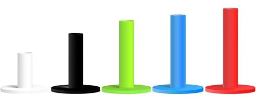FINGER TEN Golf Tees Gummi Golf Tee Lang Kurz Range Golftees Wert Set of 5 Stück 80 76 70 57 38 mm, Flex Gemischte Größe oder 5 Gleiche Größe Für Driver Übungsmatte（1.5，2.25，2.75，3，3.13'',Bunt