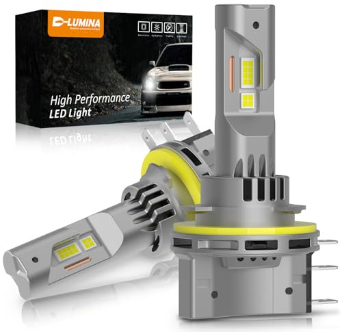 D-Lumina Bombilla H15 LED Canbus, 100W 12000lm 6500K，antierrores luz deslumbrante blanca súper luminosa y luz de circulación diurna, con efecto de refrigeración mediante ventilador,paquete de 2