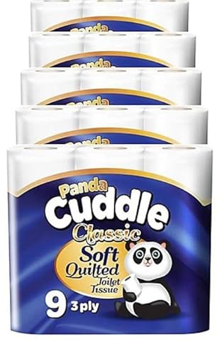 Panda Cuddle Classic Toilet Tissue, 3-Ply Quilted, 45 Rolls, Soft