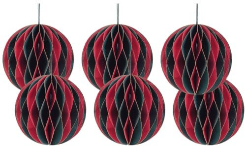 Yazhuq Paquete de 6 esferas de papel redondas coloridas hechas a mano, decoraciones colgantes de Navidad para el hogar y la oficina, suministros de fiesta, adornos colgantes