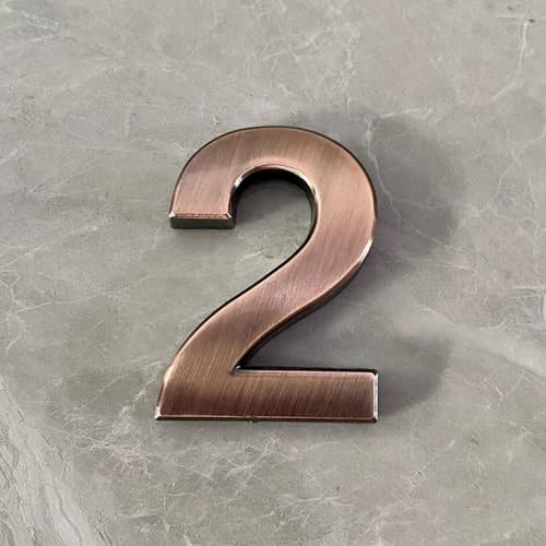 2 Inch Self Adhesive House Numbers Sticker 5cm Modern Door Number Bronze/Silver Mailbox Address Sign, for Wall Decor Garden Apartment Cafe Hotel Office Street Room Yard Exterior Decorative(Bronze 2)