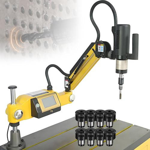 SHENGSHIYU Filettatrice Professionale,312 Giri/min,8 Mandrini Inclusi M3-M16,Doppia Molla Pneumatica,Braccio Oscillante Universale,Regolazione velocità/Passo,Maschiatore per Officine‌