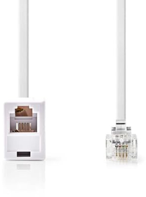 NEDIS RJ11 Telekom-Verlängerungskabel, flaches Design, RJ11-Stecker auf Buchse, 10 m, Weiß