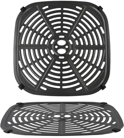2 Artículos Bandeja Cuadrada de Repuesto para freidora de Aire, Rejilla de Cocina, Antiadherente, Accesorio de electrodoméstico de Cocina, Negro, 22,5 x 22,5 cm