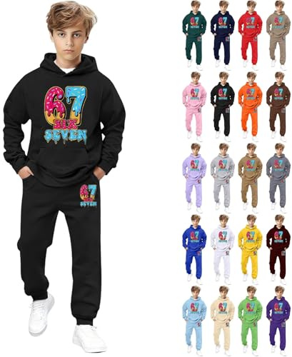 67 barn jul huvtröja 6 7 meme jumper sex sju långärmad pullover sweatshirt flickor pojkar huvtröjor jultröjor barn träningsoverall komplett set flickor pojkar 2 delar överdimensionerad outfit