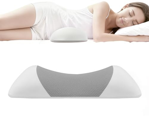 Hnonoxy Coussin de Soutien Lombaire pour Dormir en Mousse à Mémoire de Forme, Coussin Lombaire, Support du Dos et des Hanches, Oreiller de Soutien pour Lit – 55×26×8-11 cm
