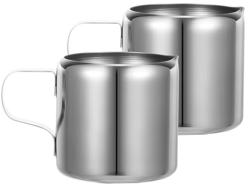 TOYANDONA 2Pcs Stainless Steel Milk Frothing Pitchers 60Ml Metal Coffee Creamer Jugs for Espresso and Latte Art, Small Milk Foaming Cups Suitable for Home and Café Use