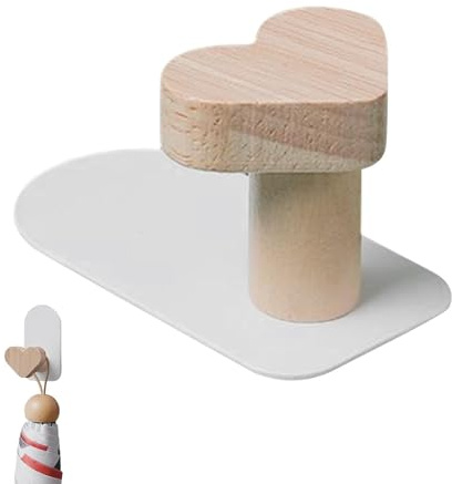 Generisch Gancio adesivo – legno, metallo, leggero, 40 g | Gancio da parete senza trapano, autoadesivo, impermeabile, appendiabiti decorativo | bagno, cucina, soggiorno, ufficio