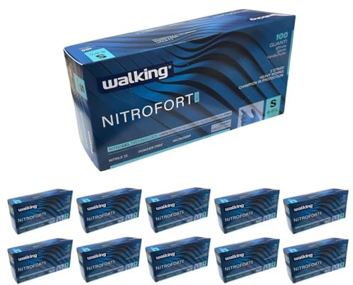 Guanti Nitrile WALKING NITROFORT BLU Riusabili Taglia S - 6.7 g- 1000 PZ